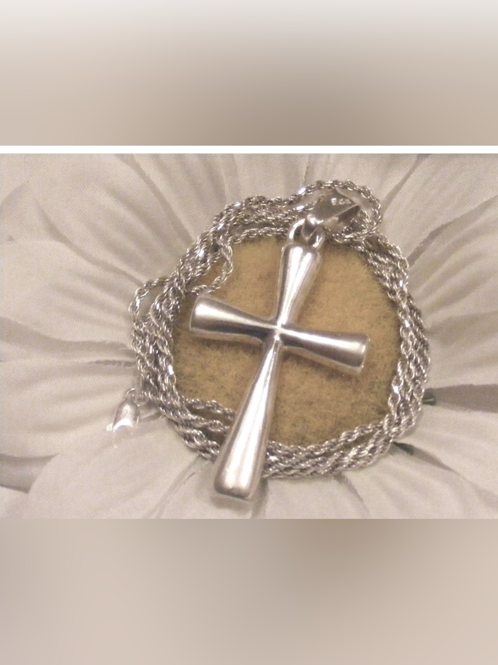 Vintage Mexico 925 Sterling Silver Cross and 925 Italy Rope Chain Necklace